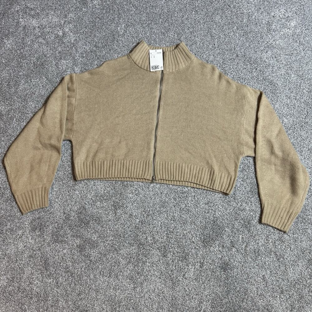 H&M Divided Sweater Womens Medium Cropped Full Zip Minimalist Streetwear Preppy